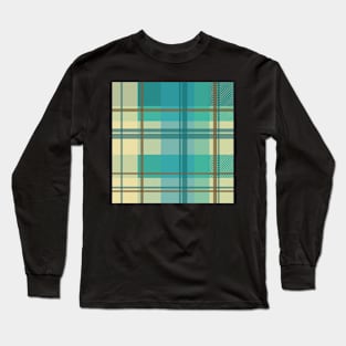 early summer plaid in calming cream, beige and turquoise seamless pattern Long Sleeve T-Shirt